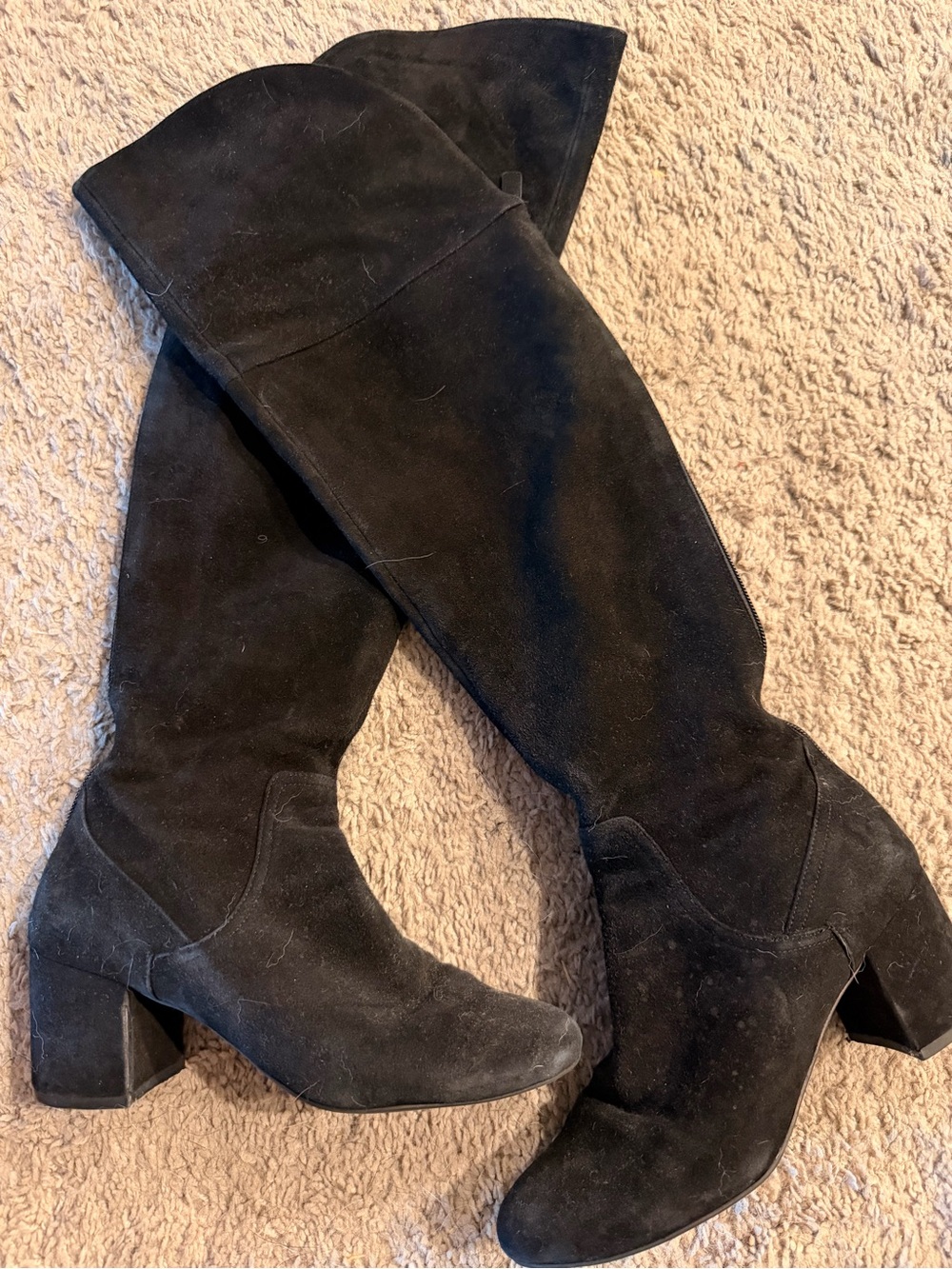 Cole Haan Black Over-the-Knee Suede Block Heel Boots